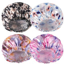4 PCS Reusable Double-Layer Waterproof Shower Caps for Women