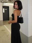 Hugcitar Black Strapless Long Sleeve Sexy