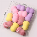 Kit with 12 multicolored makeup sponges.