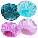 4 PCS Reusable Double-Layer Waterproof Shower Caps for Women