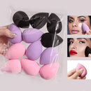 Kit with 12 multicolored makeup sponges.